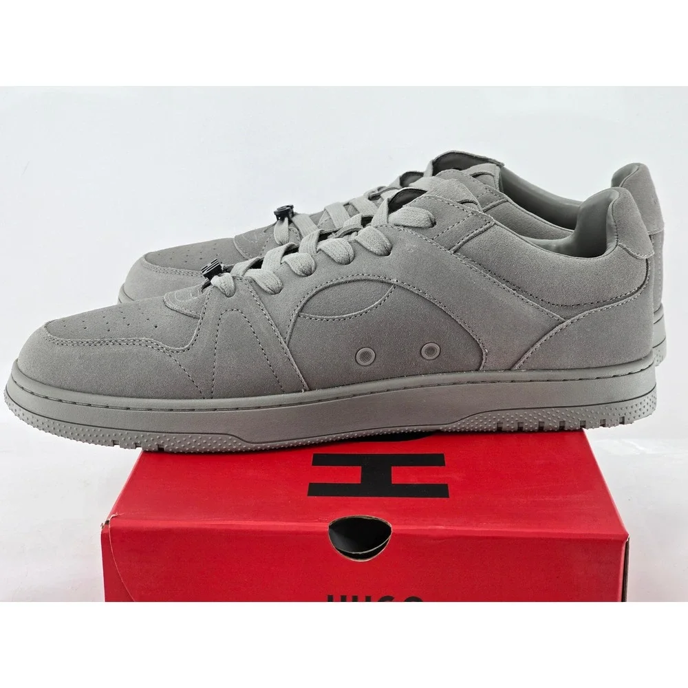 HUGO Hadrian Tenn Suede Sneakers Mens Sz 12-12.5 EU 46 Open Grey Low Top - New